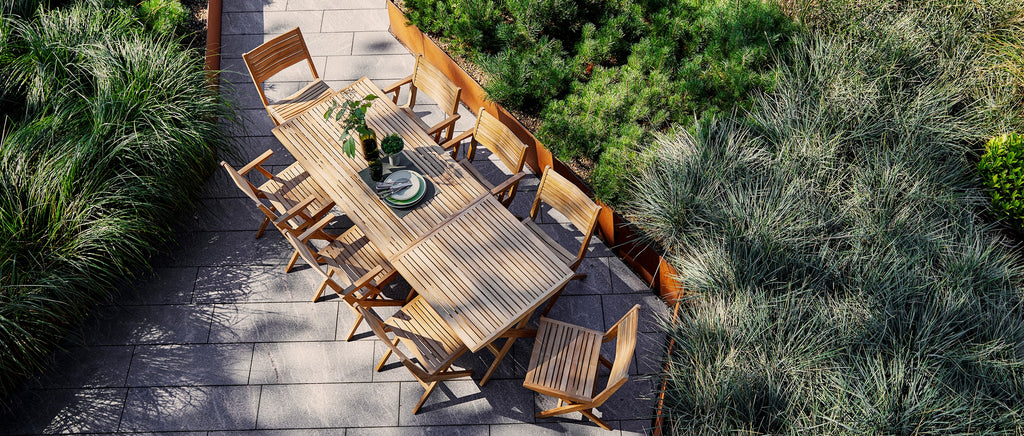 Teak outdoor dining furniture from Cane-line