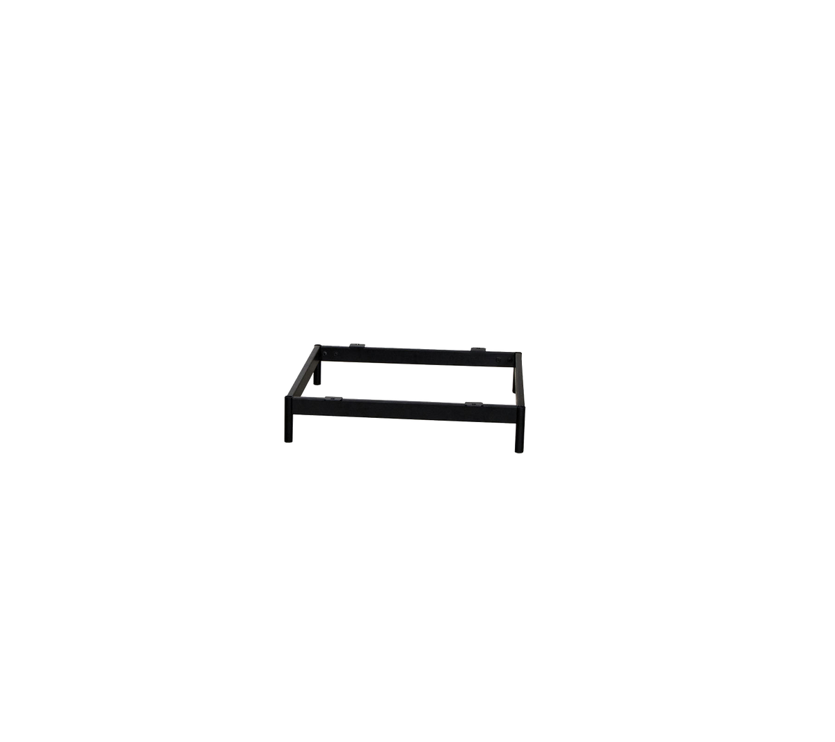 Black metal frame structure suitable for various uses, featuring a rectangular shape with an open design.