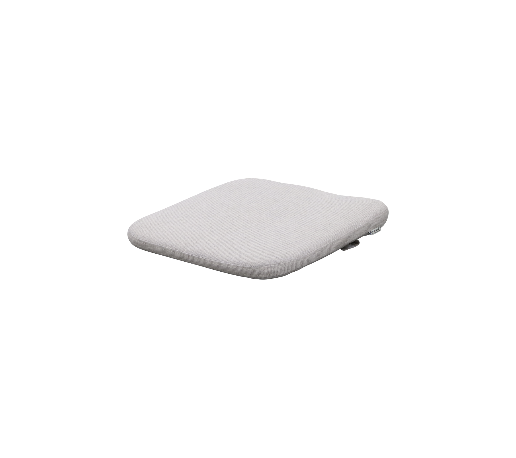 Light gray cushioned seat pad with a smooth, rounded square shape, providing comfort and style for seating.