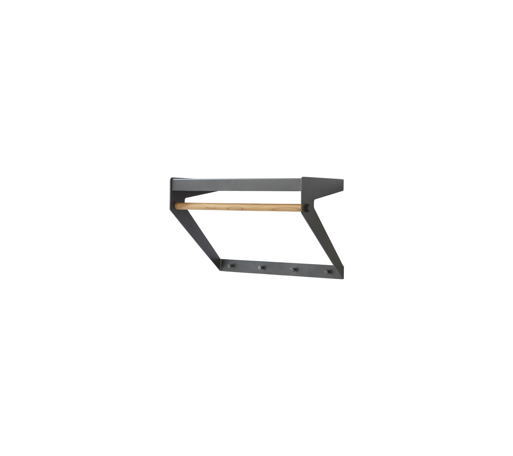 Stylish wall-mounted coat rack featuring a wooden shelf and multiple hooks for efficient storage. Ideal for organizing outerwear and accessories.