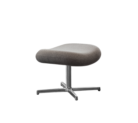 Modern upholstered ottoman with a soft, rounded top and a sleek metal base, perfect for added comfort and style.