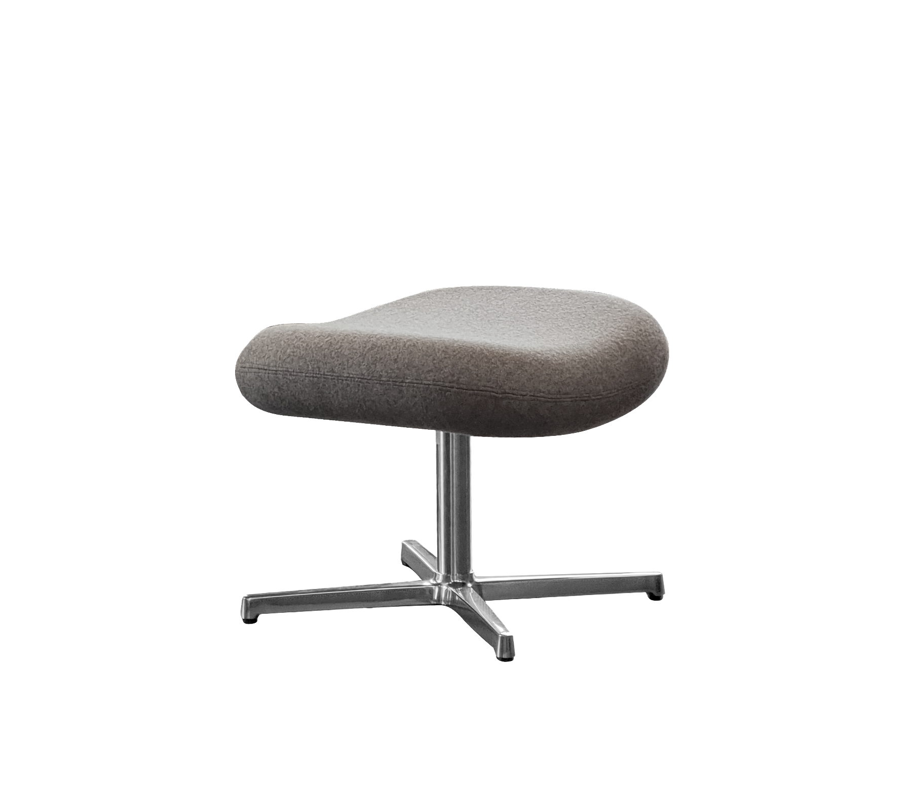 Modern upholstered ottoman with a soft, rounded top and a sleek metal base, perfect for added comfort and style.