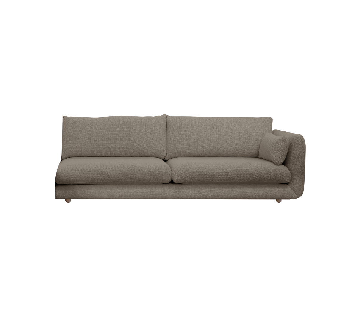 Light brown sofa with a minimalist design in a lounge setting.