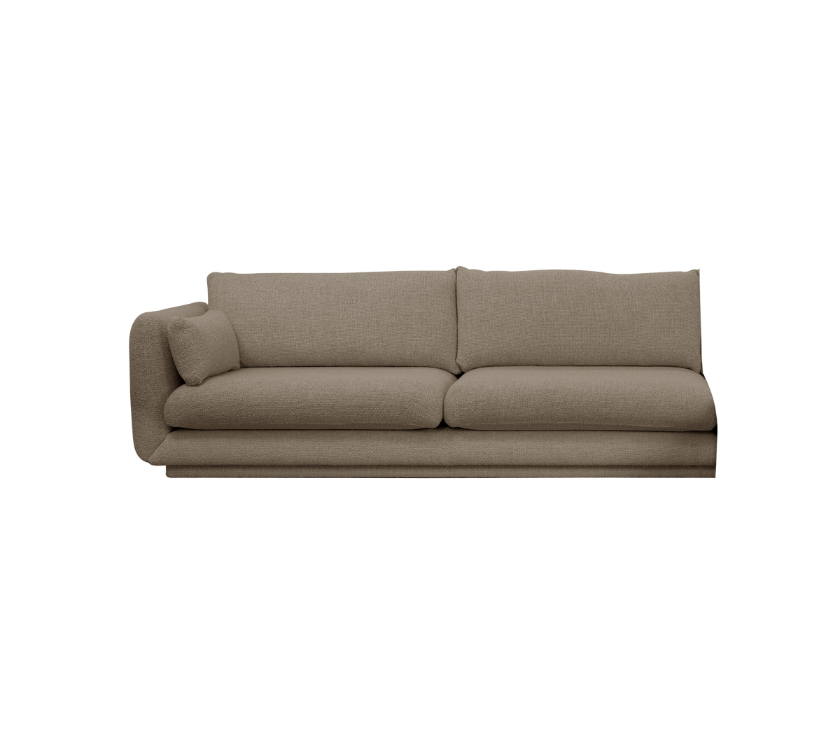 Light brown sofa with a contemporary design.