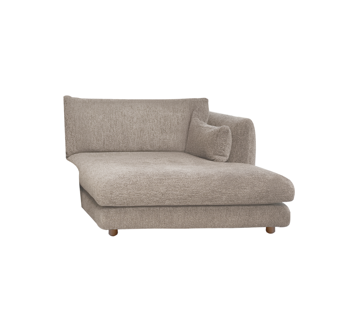 Light brown chaise lounge with a minimalist design.