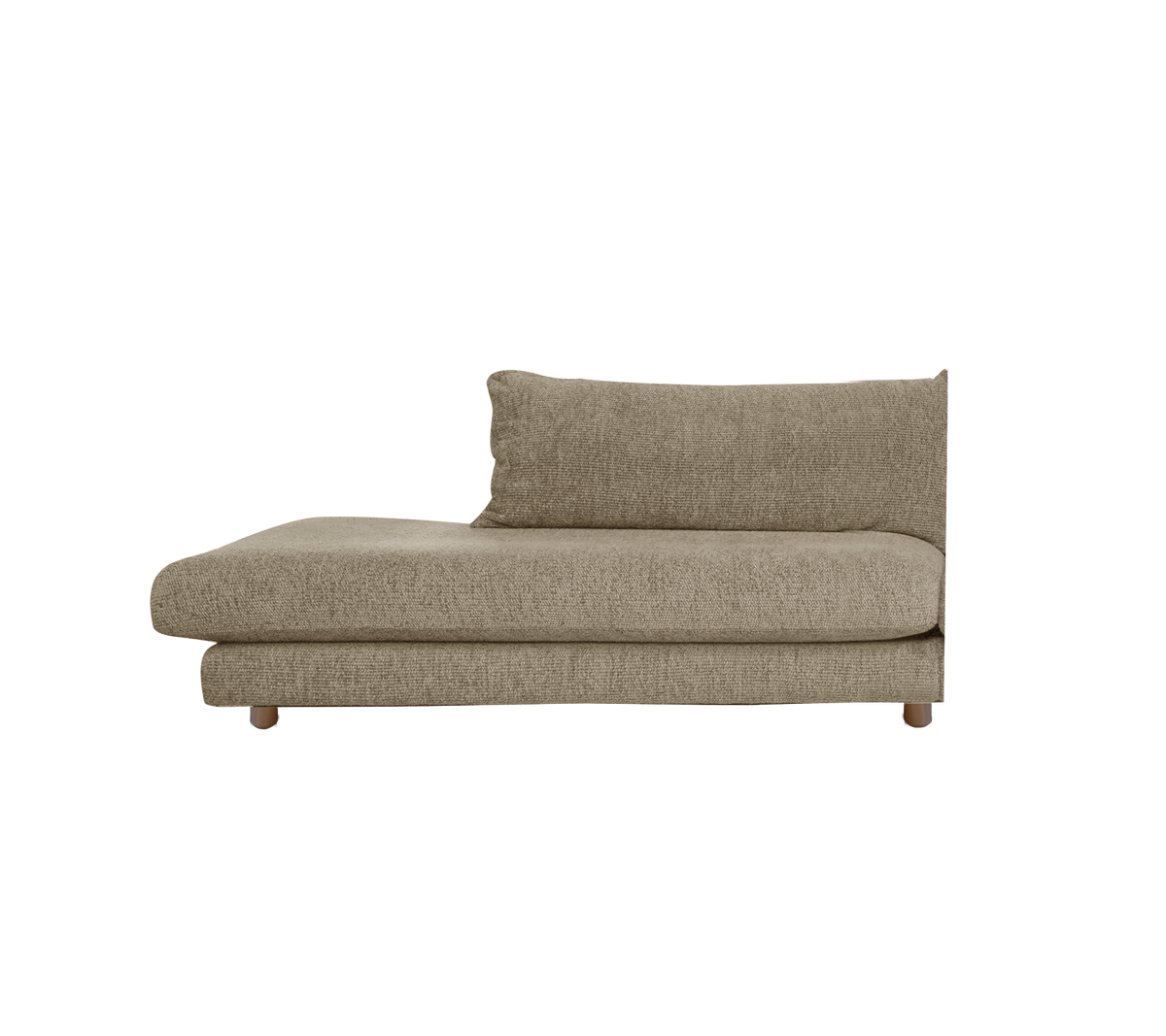 Beige chaise lounge with a backrest in a modern style.