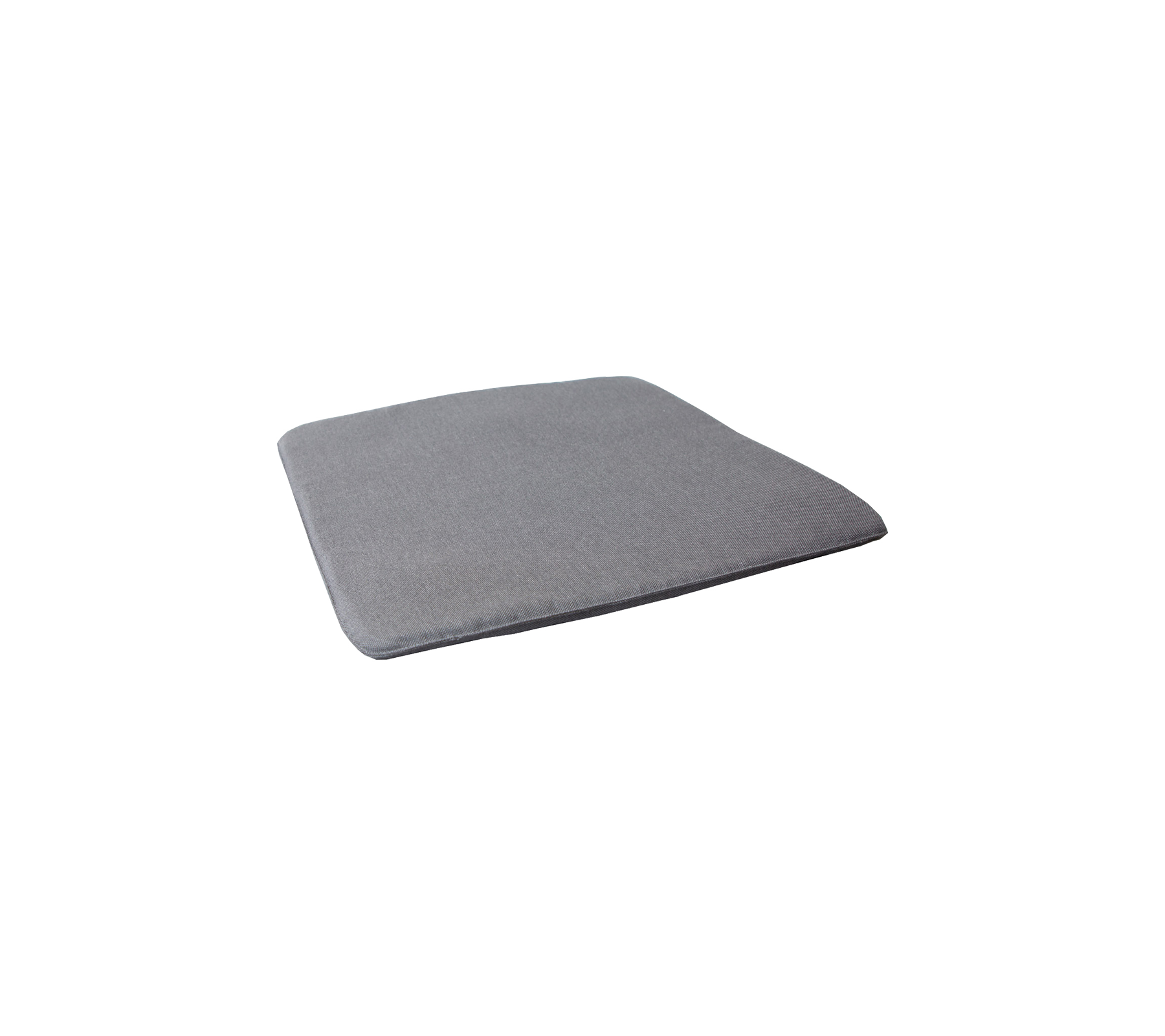 Gray, square cushion with rounded edges, designed for comfort and support. Ideal for seating or as decorative padding.