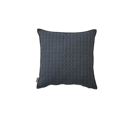 Dark square decorative pillow with a textured pattern of vertical lines and subtle colors. Ideal for enhancing home decor.