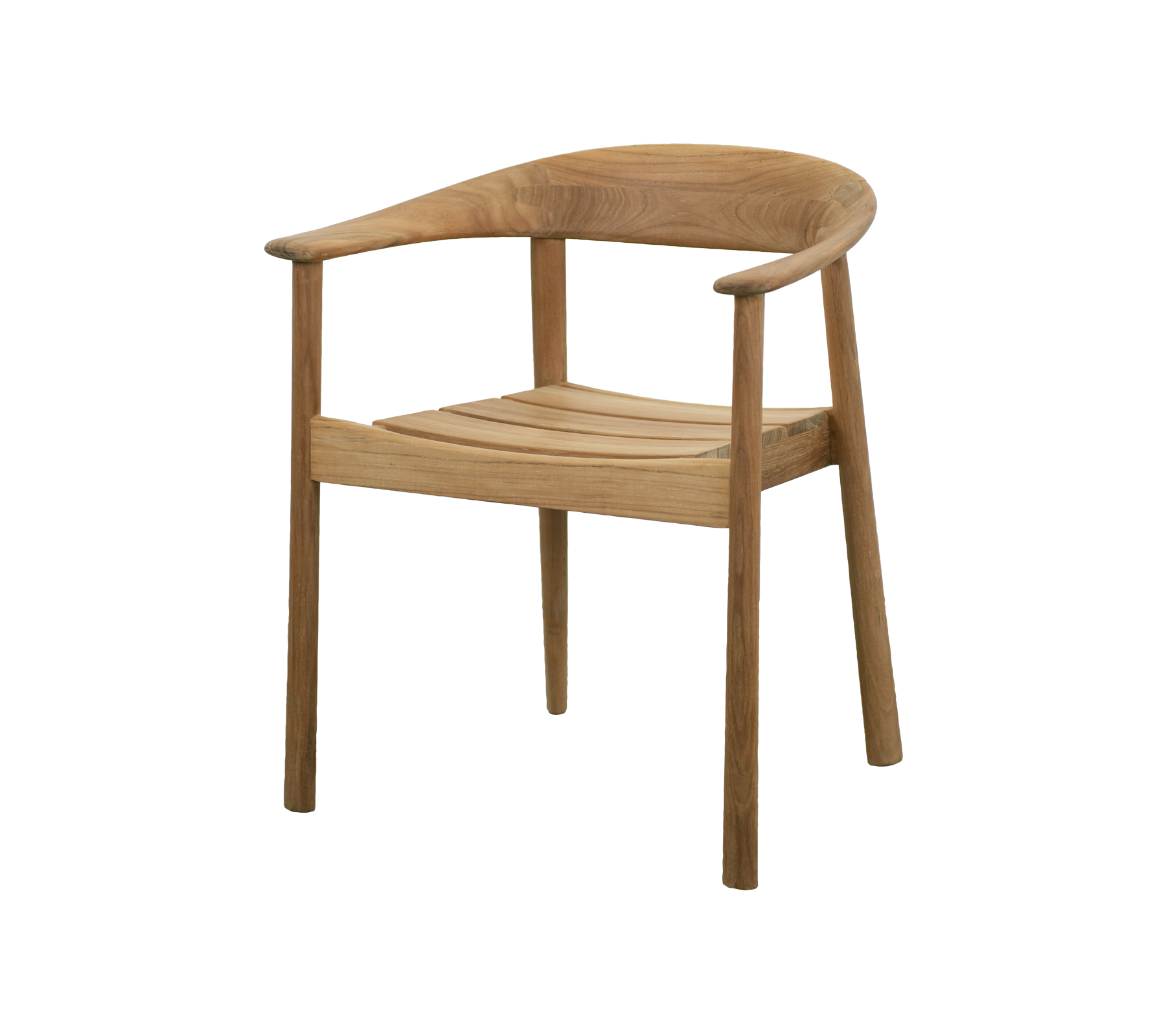 Modern teak chair with a minimalist design.