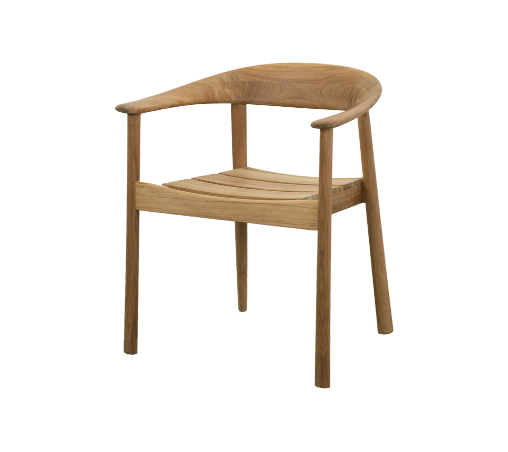 Modern teak chair with a minimalist design.