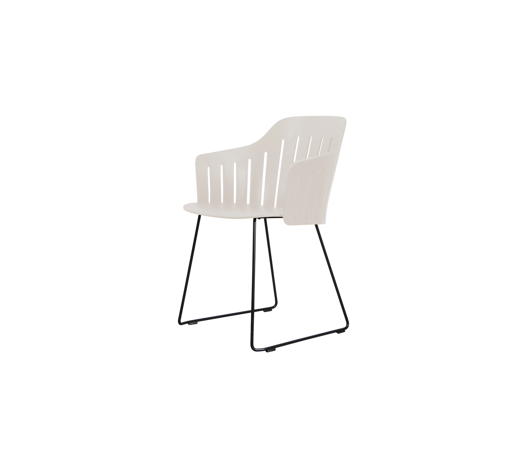 Sand chair with a modern design and black frame.