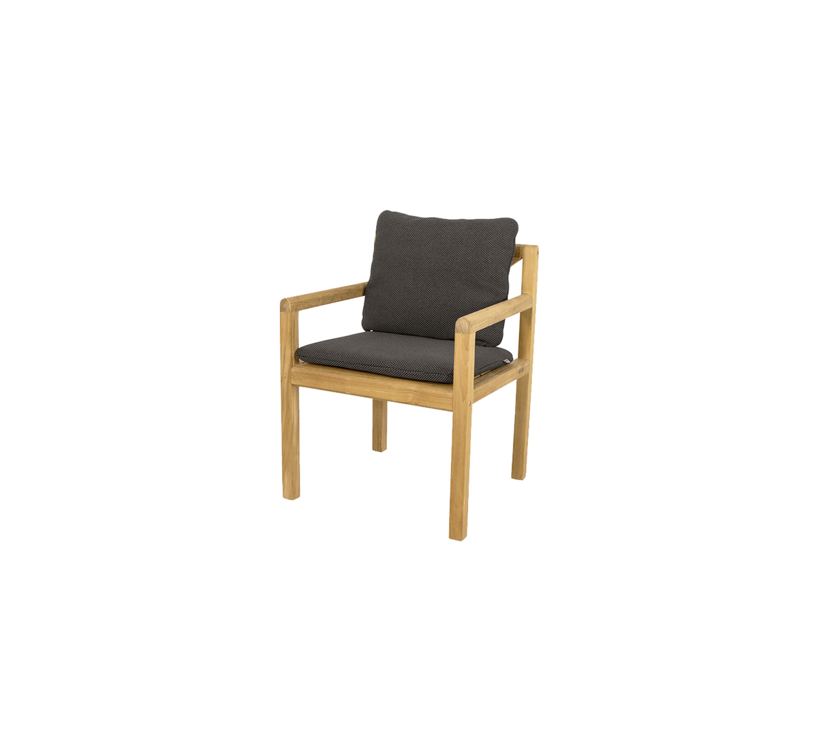 Wooden chair with light-colored frame and dark cushioned seating, designed for comfort and style in any setting.