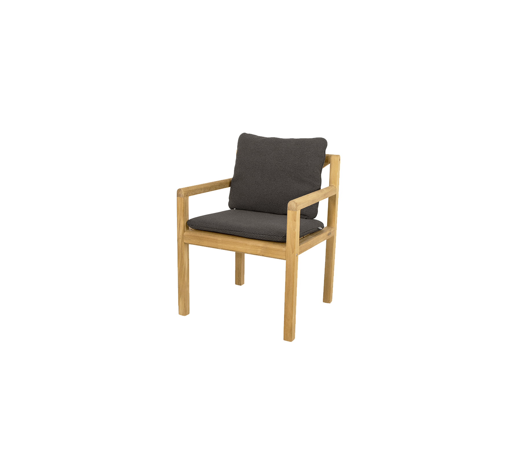 Wooden chair with light-colored frame and dark cushioned seating, designed for comfort and style in any setting.