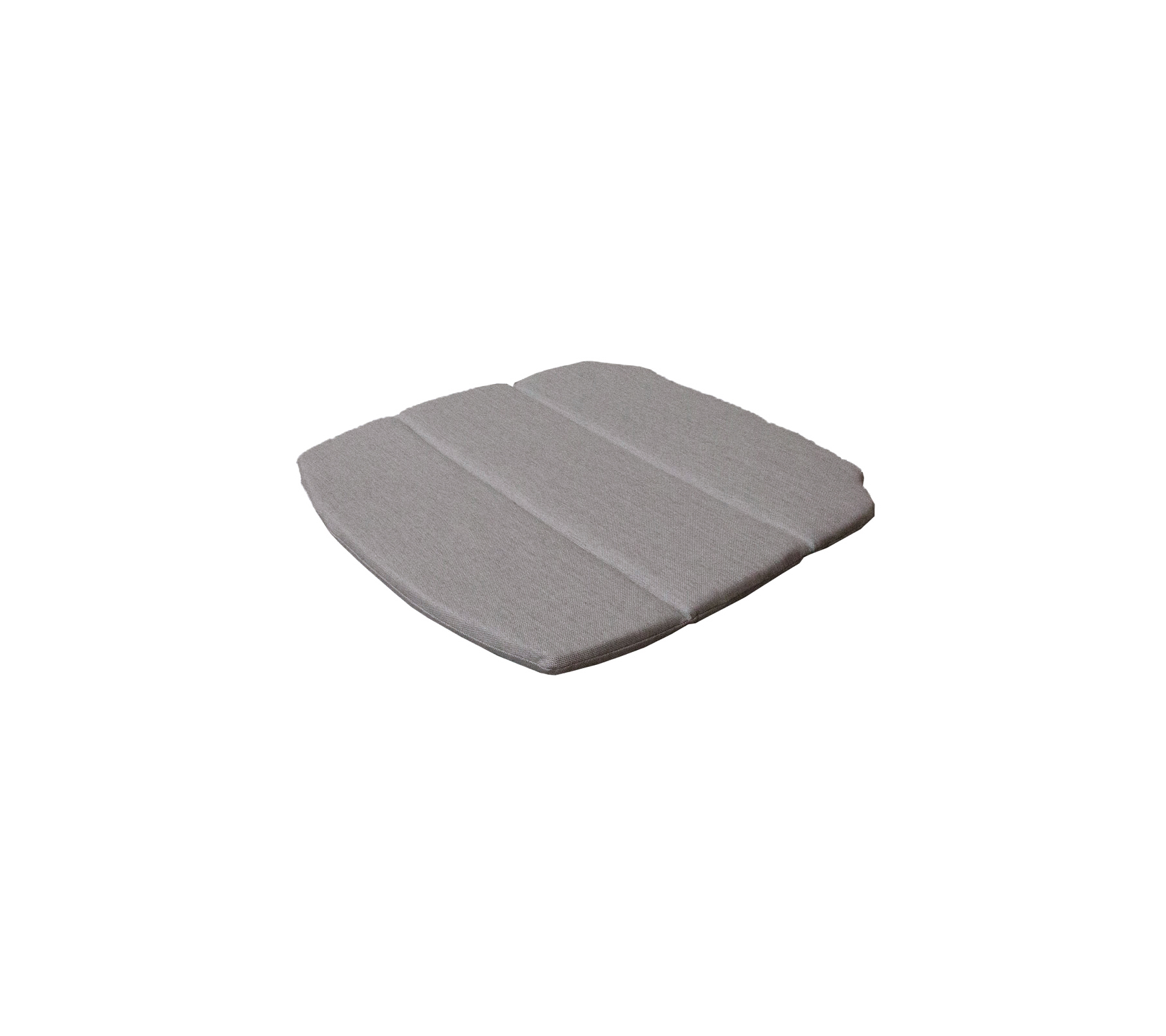 Gray cushion with a structured design, featuring three distinct sections for added comfort.