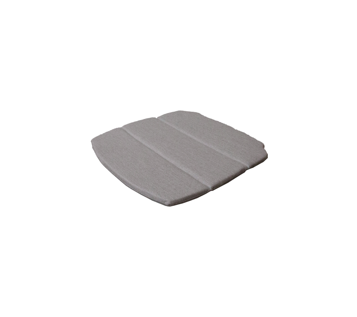 Gray cushion with a structured design, featuring three distinct sections for added comfort.