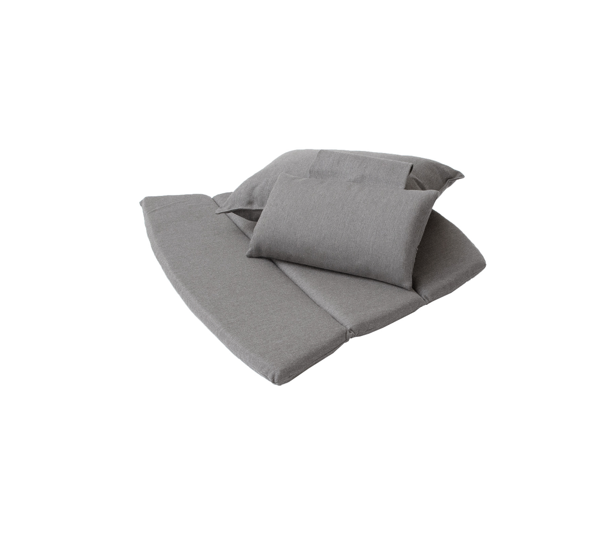 Gray cushions in various sizes arranged neatly, providing a stylish and comfortable seating option.