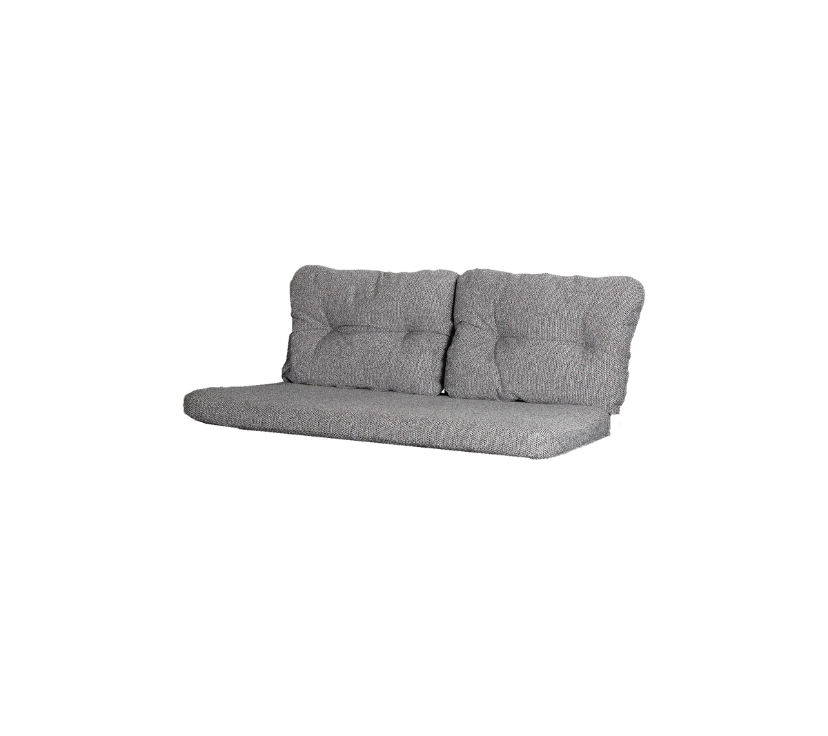Gray sofa with a tufted design, featuring a minimalist style and clean lines, ideal for modern living spaces.