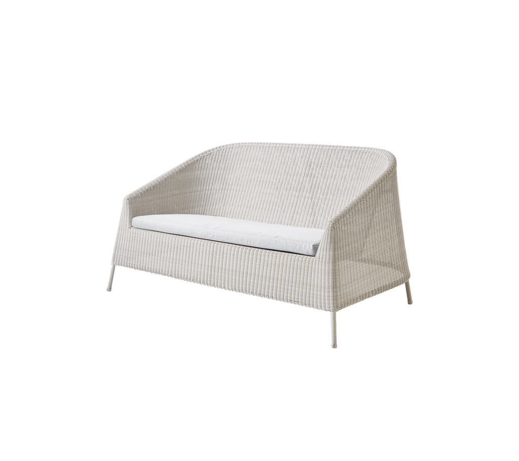Light grey loveseat in a modern minimalist design.