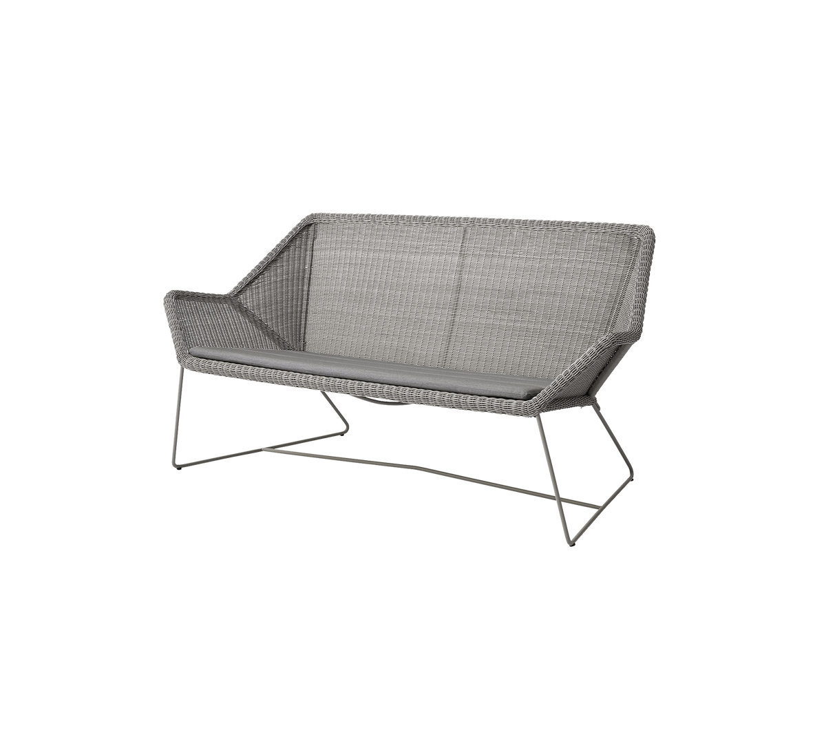 Stylish two-seat sofa with a modern design featuring a woven texture and sleek metal legs, perfect for relaxation and aesthetic appeal.