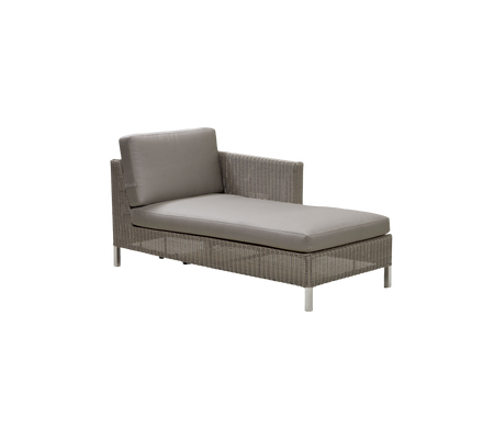 Stylish lounge chair with a sleek design, featuring a comfortable cushion and a modern woven frame. Ideal for relaxation and outdoor settings.