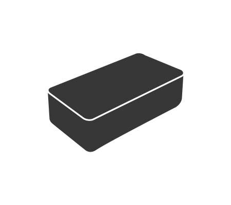 Black rectangular storage box with a flat lid, designed for organizing various items efficiently.