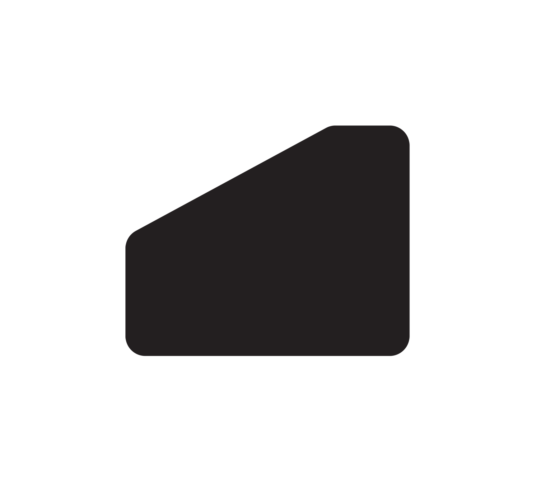 Abstract black shape with a unique angular design.