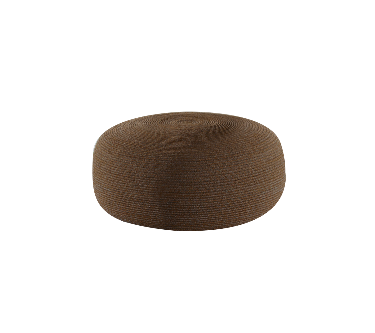 Round, textured cushion in a warm brown tone, designed for comfort and style.