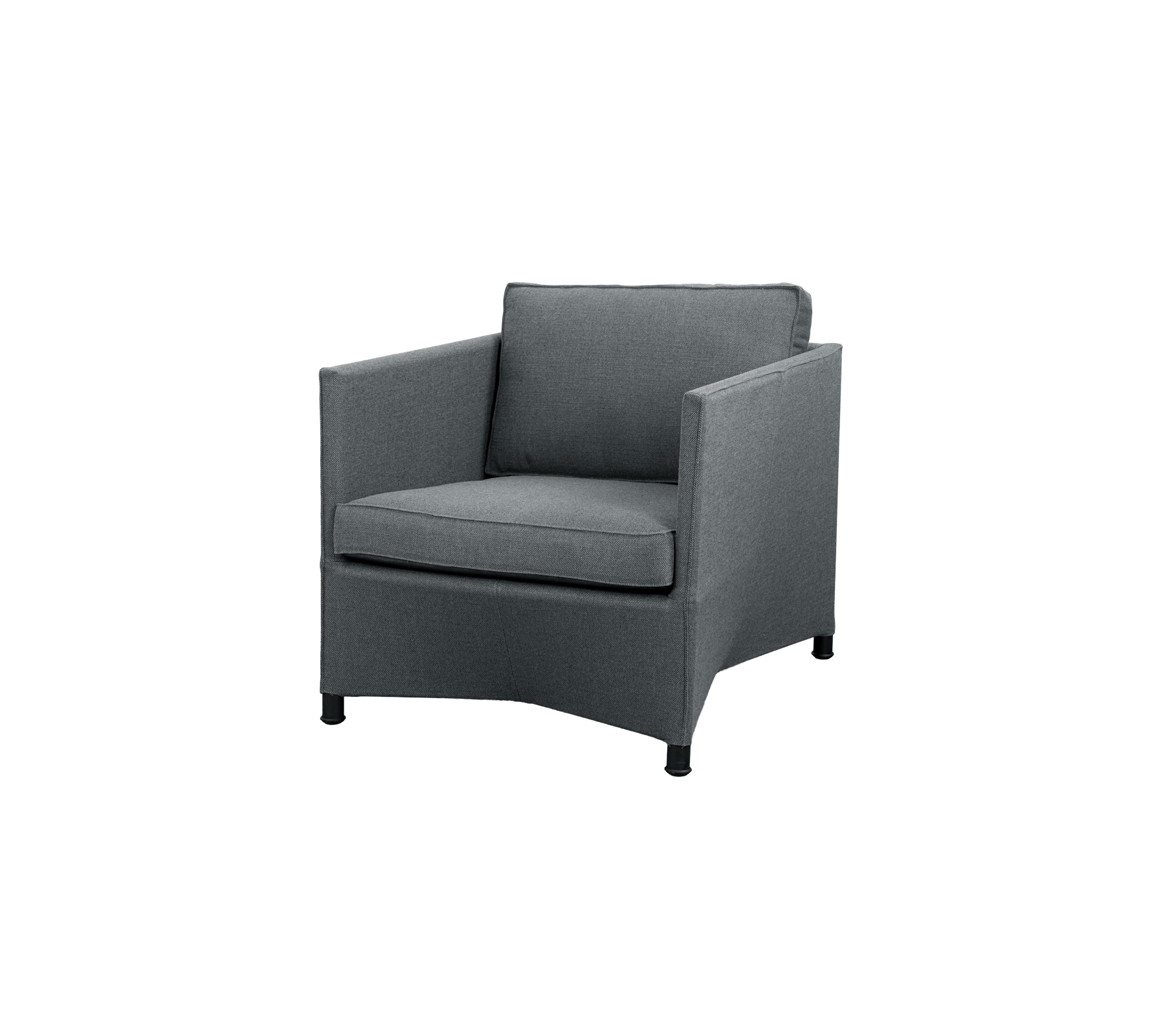 Modern grey chair with clean lines and simple design.