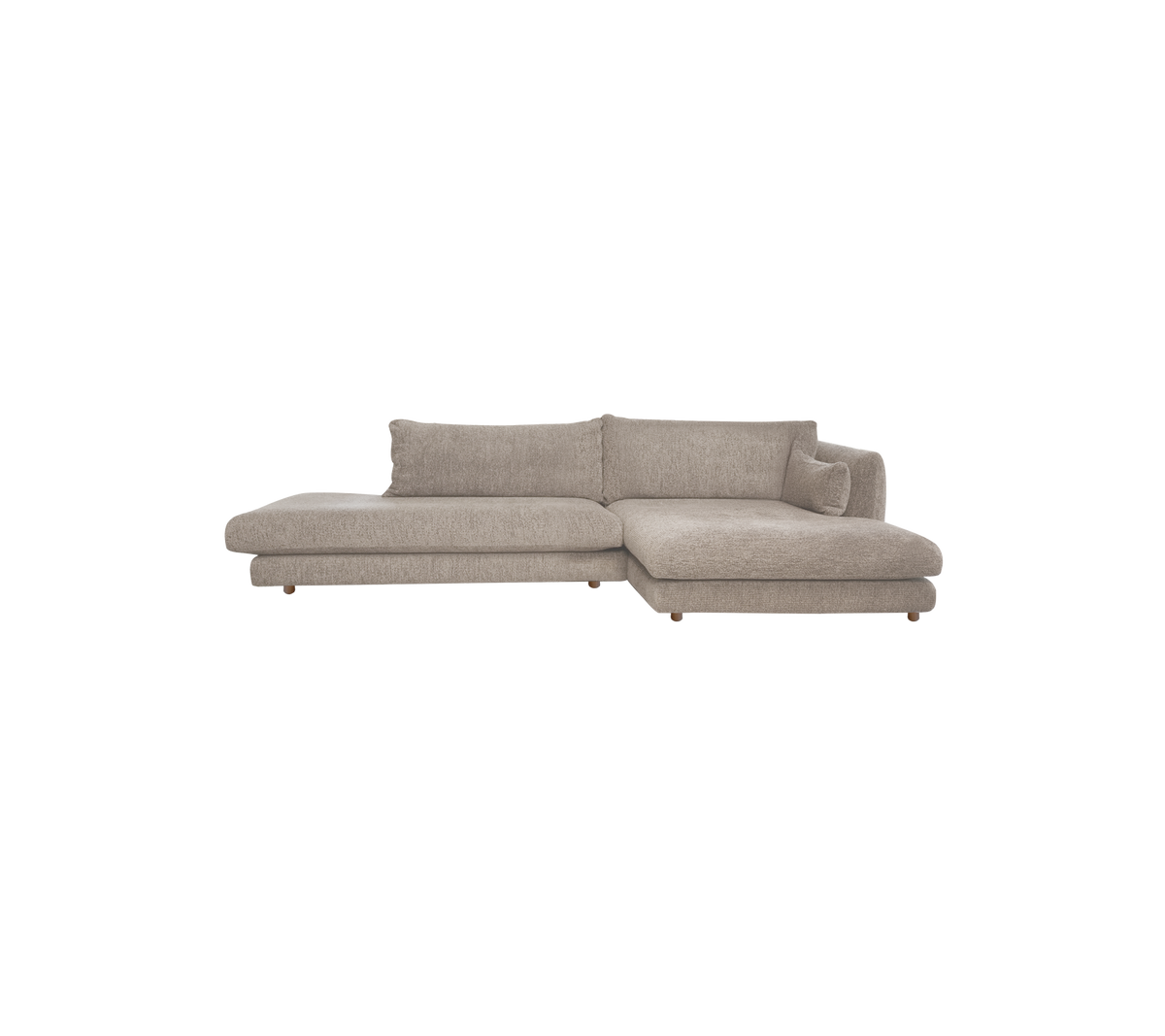 Light brown sectional sofa with a contemporary design.