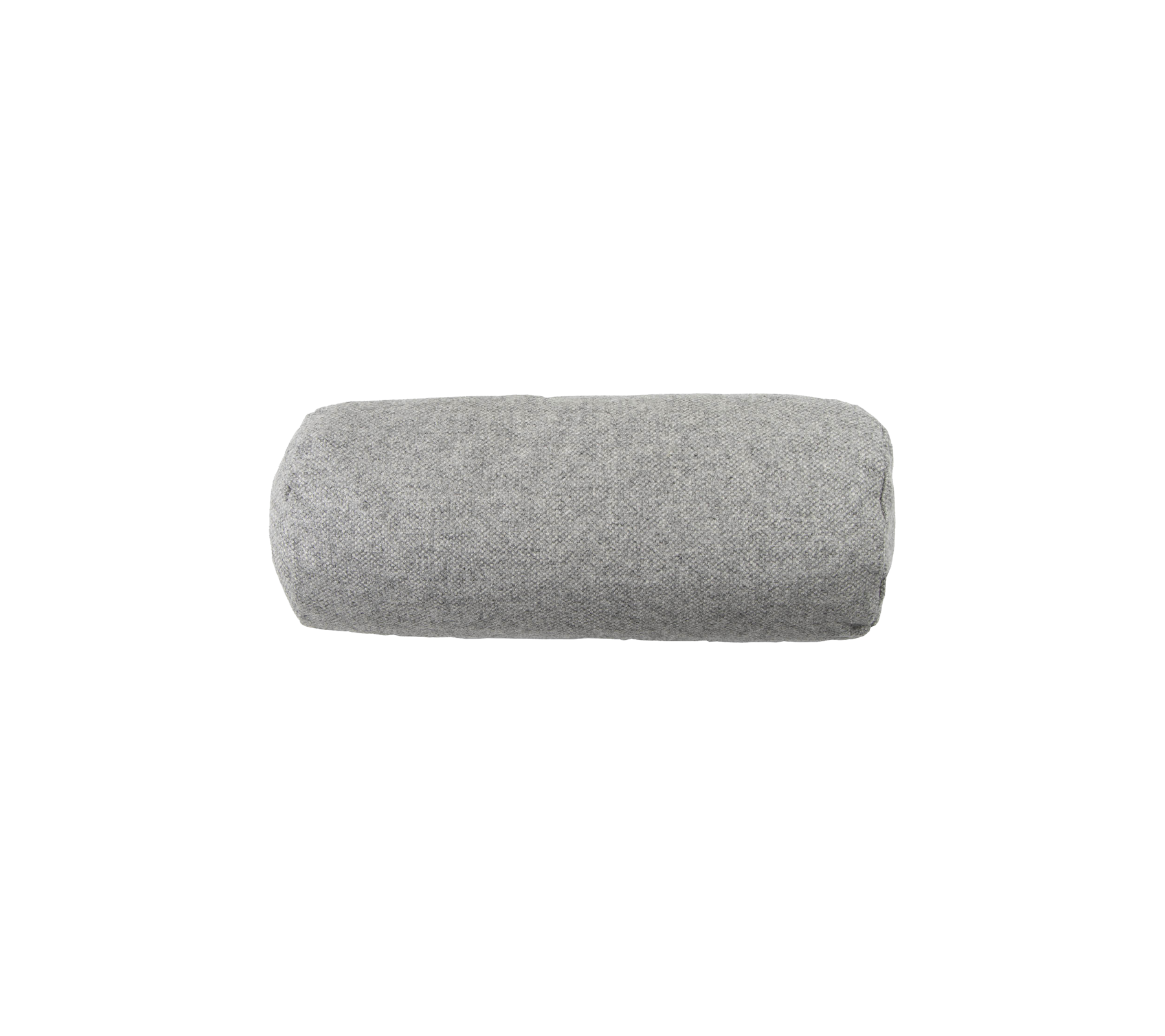 Gray cylindrical cushion, soft and plush, ideal for providing support and comfort in various settings.