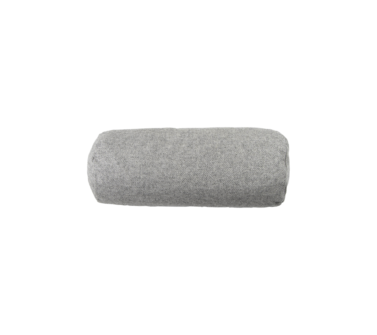 Gray cylindrical cushion, soft and plush, ideal for providing support and comfort in various settings.