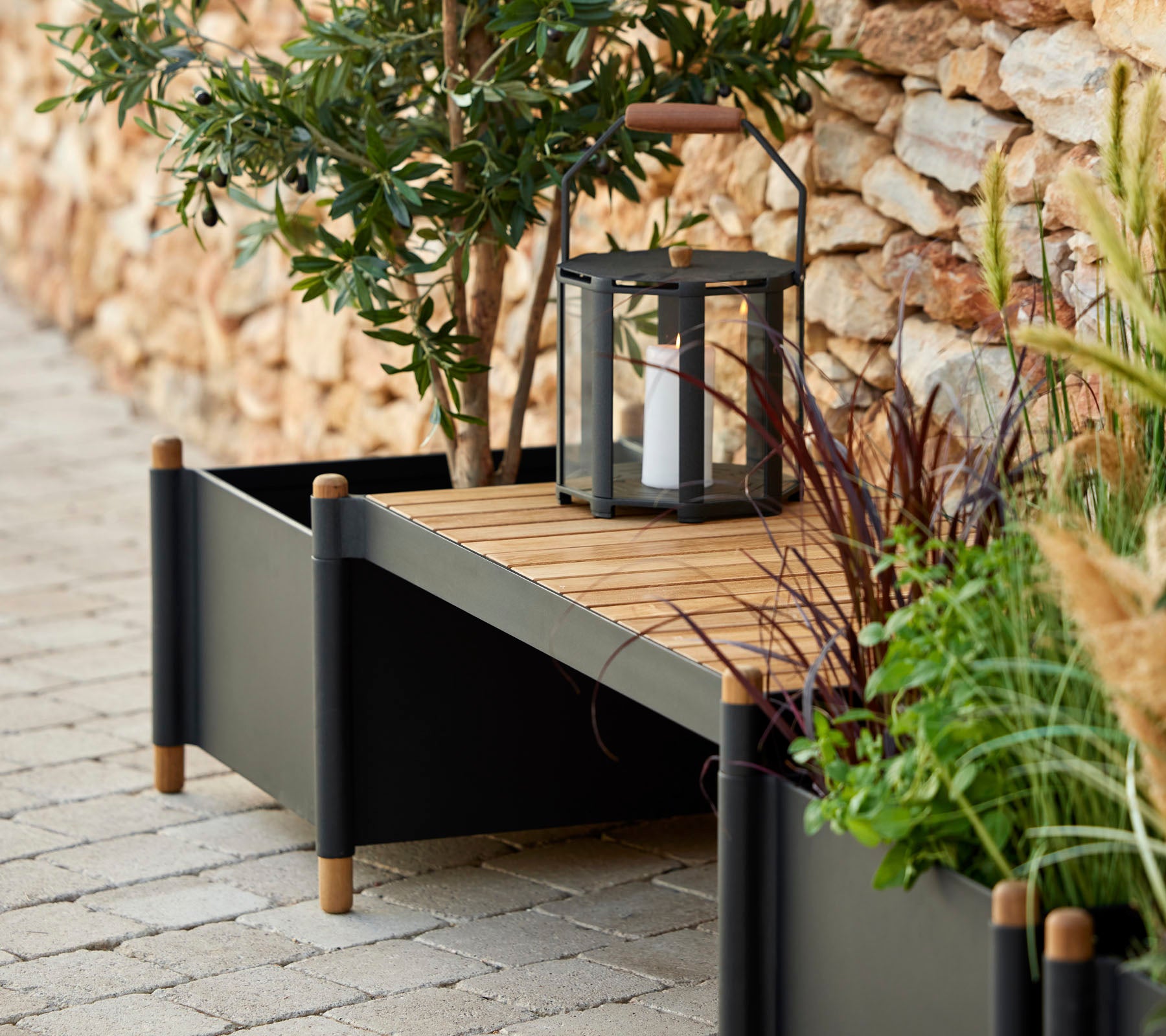 indoor bench with planter Cane-line Sticks planter bench