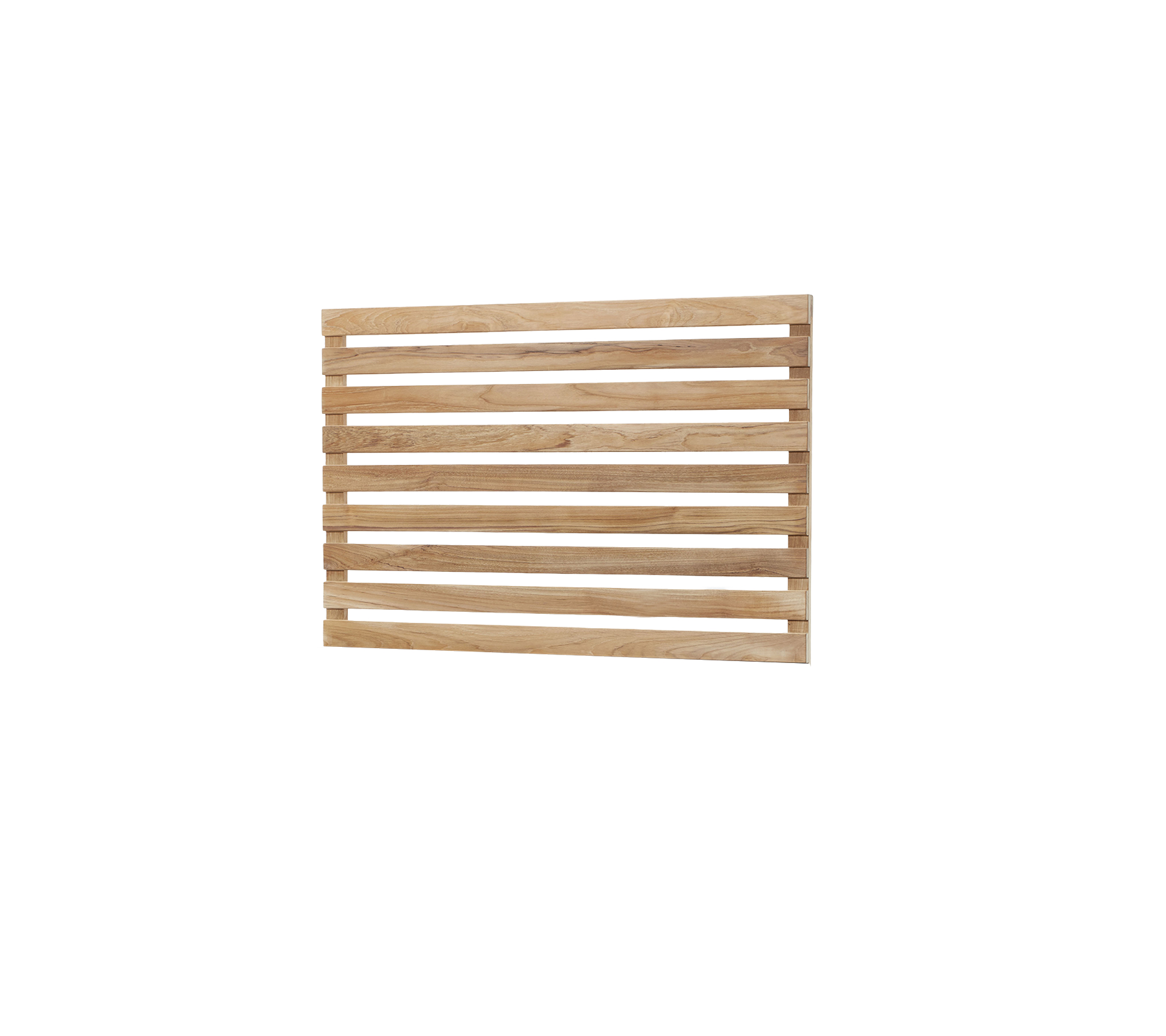 A wooden slatted panel with horizontal bars, showcasing a natural finish and simple design suitable for various applications.